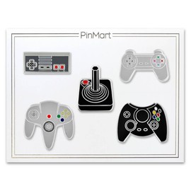 PinMart Retro Video Gaming Controller Enamel Lapel Pin Set
