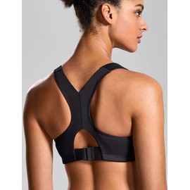 SYROKAN Women's Sports Bra Front Adjustable Padded Wirefree Racerback High Impact Running Black_New 38C
