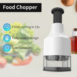 Vegetable Chopper, 304 Stainless Steel Sharp Blade Onion Chopper, Multifunctional Chopper for Garlic, Nuts, Dishwasher Safe (Off White)