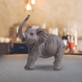 6"H Wildlife Elephant with Trunk Up Figurine Ornament Home Decor Unique Gift
