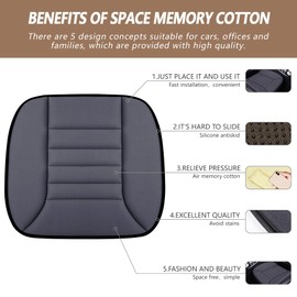 MYFAMIREA Car Seat Cushion Pad Comfort Seat Protector for Car Driver Seat Office Chair Home Use Memory Foam Seat Cushion with Non Slip Bottom (Dark Gray)