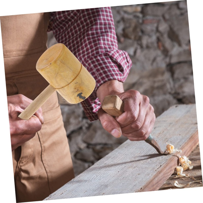 LALAFINA Wooden Mallet Hammer Tool Solid Yellow Sandalwood Handcrafted Anti-Slip