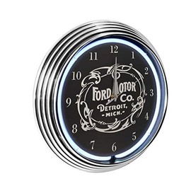Blue Oval Industries White Light Up Neon Wall Clock 15-Inch Made for Motor Company