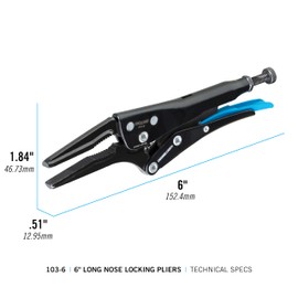 Channellock Combination Long Nose Locking Pliers 103-6 - Epoxy Resin Coating, Forged Steel - 6 In