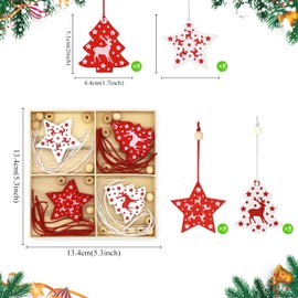 ALLY-MAGIC Christmas Wooden Ornaments, Reindeer Christmas Tree Decorations, 20PCS Wooden Christmas Tree Hanging, Star Xmas Tree Ornament Gifts Tags for Xmas Holiday Party Decoration Y9MLYHGJ