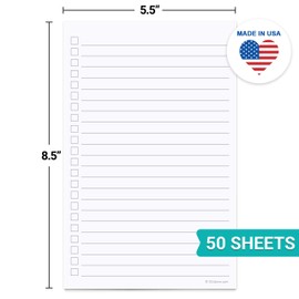 321Done to Do List Notepad - 50 Sheets (5.5" x 8.5") Daily to-Do's Notepad Tear Off, Planning Memo Pad, ToDo List Checklist Organizing - Simple, Blank, Heavy Paper - Wide-Ruled - Made in USA