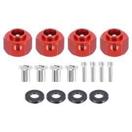 sourcing map Aluminum Wheel Hex Hub 8mm Hex Extended Spacers Drive Adapter for RC Crawler Car Replacement, Red