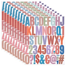 500 Pieces Colorful Letter Stickers, 10 Sheets 2 Inch Alphabet Stickers Self-Adhesive Number Alphabet Vinyl Stickers Mailbox Numbers Sticker for Mailbox Window Door Notebook Classroom Decor