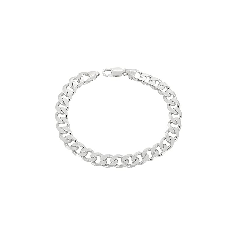 Treasure Bay Mens Solid 925 Sterling Silver Curb Chain Bracelet