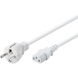 Goobay 96038 IEC Cable 1.5 m / C13 IEC Socket & Power Plug Protective Contact Plug / Universal Monitor Power Cable / C13 Power Cable / White / 1.50 m