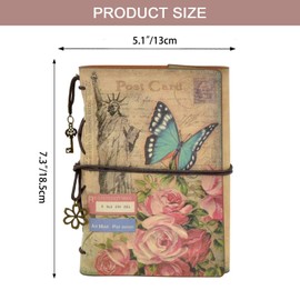 NectaRoy Retro Vintage Leather Writing Journal Notebook, European Style Spiral Bound Loose-leaf Refillable Daily Sketchbook Diary Traveler with Blank Inserts and Zipper Pocket, 185 x 130 mm