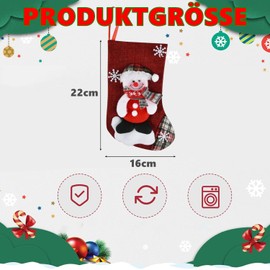 Norhogo Pack of 4 3D Christmas Stockings, Large Santa Stocking for Filling & Hanging, Christmas Decoration for Fireplace, Wall, Stairs, Christmas Tree, 22 x 16 cm
