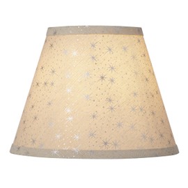 Aspen Creative 56050, Hardback Empire Transitional UNO Shade/Sliver Snowflakes Printing Linen Fabric, 5"Top x 9"Bottom x 7"Slant/Slip UNO 33mm/Table Lamp
