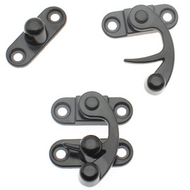 FDXGYH 3 Pcs Antique Hook Hasp Latch Mini Swing Arm Clasp Latch Vintage Style Zinc Alloy Hook Latch with Mounting Screws for Decorative Jewelry Box [Black]