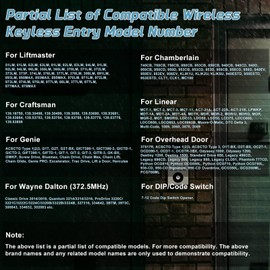 Universal Garage Door Opener Wireless Keyless Keypad for LiftMaster Chamberlain Genie Craftsman Linear Wayne Dalton Openers Produced, Metal Case Keyless Garage Door Access System (Rectangular)