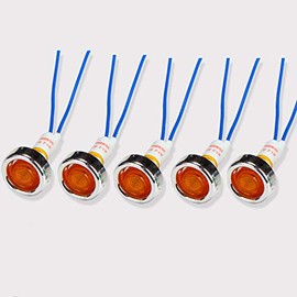 Vogueing Tool DC 12V Yellow LED Warning Signal Light Dashboard Indicator Light Car Van Boat Dash Warning Signal Light (Pack of 5)