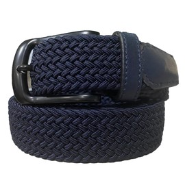 TACTICAL BIRD - Cinturones trenzados elásticos multicolores de tela elástica de 1.35 pulgadas de ancho para pantalones de golf, pantalones casuales, jeans, cinturón de regalo para hombre, Azul oscuro,