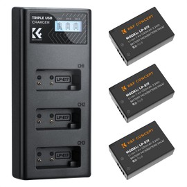 K&F CONCEPT 3-Pack LP-E17 Battery and Upgraded 3-Slot LCD Charger Compatible with Canon EOS R100 R50 RP R10 R8, Rebel T8i T7i T6i T6s SL2 SL3 EOS M3 M5 M6 200D 77D 750D 760D 800D 8000D Camera