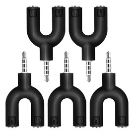 SaiTech IT 3.5mm Headphone Y Splitter Adapter Microphone Splitter Pole 3.5mm Male to 3.5MM Headphone+Microphone (MIC) Female Plugs Audio Stereo Converter Adaptor (5PK Silver-Audio and Mic)