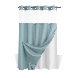 Waffle Pattern Shower Curtain, 1 Count Double Layer Waterproof Shower Curtain, Removable Shower Curtain with Snaps, Bathroom Supplies - Color: Cyan, Specification: 72*87inch