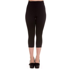 Hell Bunny Tina 50s Vintage Retro Style Capri Trousers 3/4 Length Pedal Pushers - Black (3XL)
