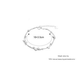 Epoch World Silver Charm Bracelet Jewellery Gift for Women Mini Stars Beaded Double Layered Box Chain Adjustable bracelet bangle