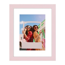 Vittanly 8x10 Picture Frame, Engineered Wood with Shatter Resistant Plexiglass, Display Pictures 5x7 with Mat or 8x10 without Mat, Photo Frame for Wall or Table Top Display, Pink, 1 Pack