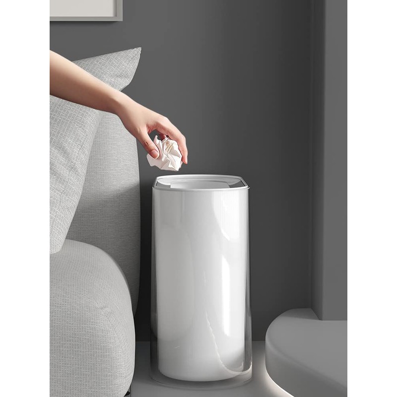 IEEK Small Waste Basket Slim Trash Can 3.2 Gallon/12L Clear