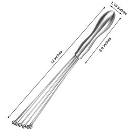 Egg Whisks 12 INCH Stainless Steel Ball Whisk Egg Beater Manual Mixer for Sauces Cream egg