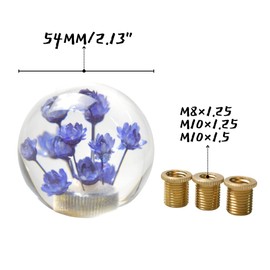 JINGLING Underwater Flower Gear Knob Flower in Bubble Water Stick AT MT Universal Transparent Ball Gear Lever Head Car Parts with 3 Types of Adapters (Purple)