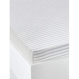 Vertbaudet Baby Fox Fitted Sheet Wool White/Blue Striped 60 x 120 cm