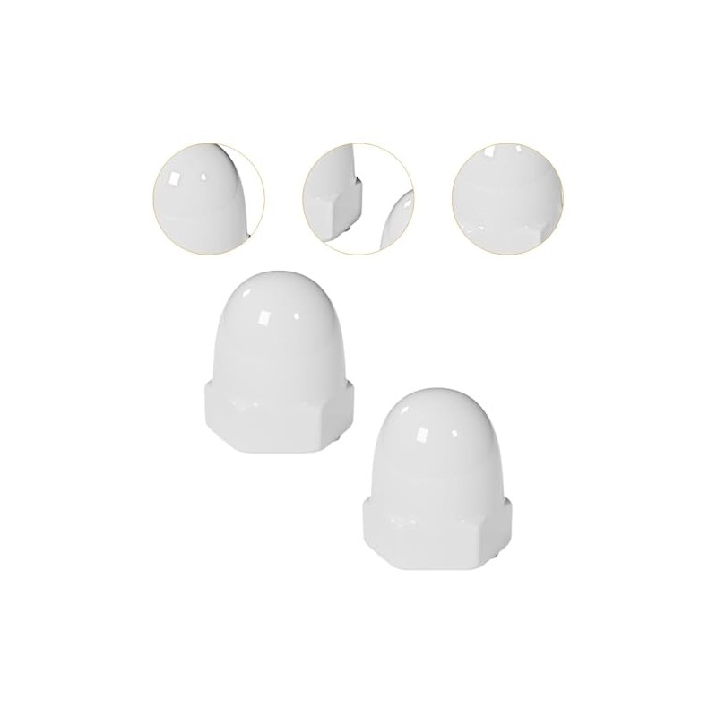 2-Pack White Ceramic Toilet Bolt Covers - Elegant Bathroom Accessories,