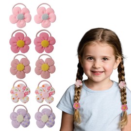 10 Pcs Blumen-Haargummis For Baby Girls, Cute Hair Bands With Flowers, 5 Colours Flower Hair Bands For Girls' Hair Accessories