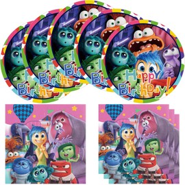 Inside Out Party Tableware, 20 Plates and 20 Napkins, for Inside Out Theme Birthday Party Decoration for Kids