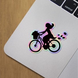 Holographic Decal Stickers of Bicycle Girl Premium Waterproof Vinyl Decal Stickers for Laptop Phone Accessory Helmet Car Window Mug Tuber Cup Door Wall Decoration ANDVER3756220HO
