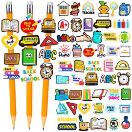 WDAHDHP Back to School Pencil Clips for Kids, 50Pcs First Day of School Teacher Reward Cute Pencil Clips Topper for Teens Toddler Students Classroom Gifts