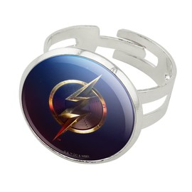 The Flash Movie Logo Silver Plated Adjustable Novelty Ring