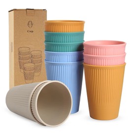 AouiSton Cups, Children's Cups, 350 ml Set Unbreakable Drinking Cups, Plastic Cups, Reusable Cola Cups for Coffee, Tea, Milk, Juice, Cola (Pack of 10)