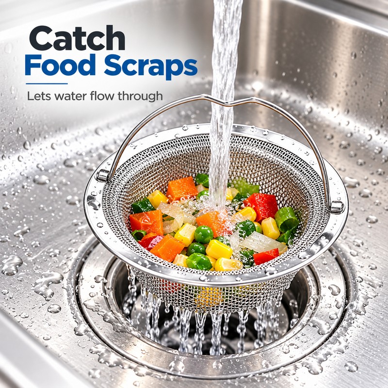 Stainless Steel Kitchen Sink Strainer Basket for Food Scraps –
