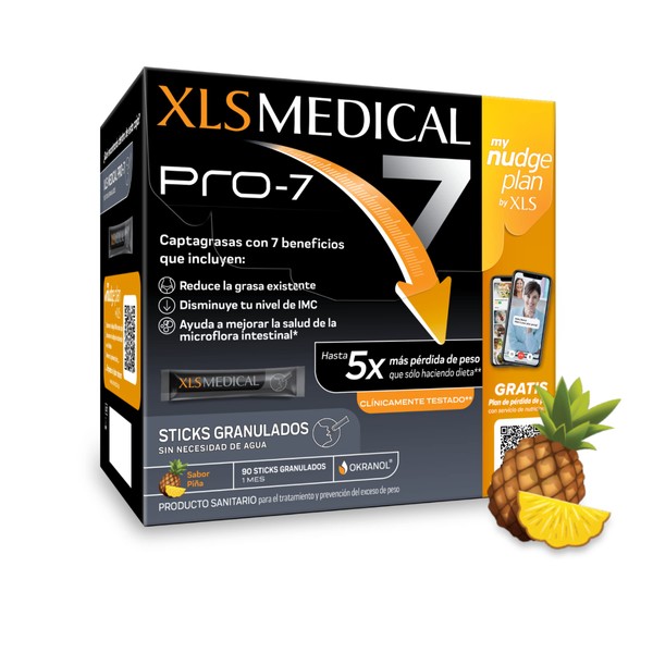 XLS Medical Pro-7 Results in 1 Month with 7 Benefits, 3 Sessions Nutritionist Service with mynudgeplan, Natural Origen, 90 Sticks, Pineapple Flavour