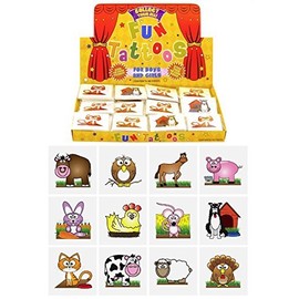 Henbrandt 36 Farm Animal Themed Tattoos - 3 Packs of 12 Individual Tattoos Supplied