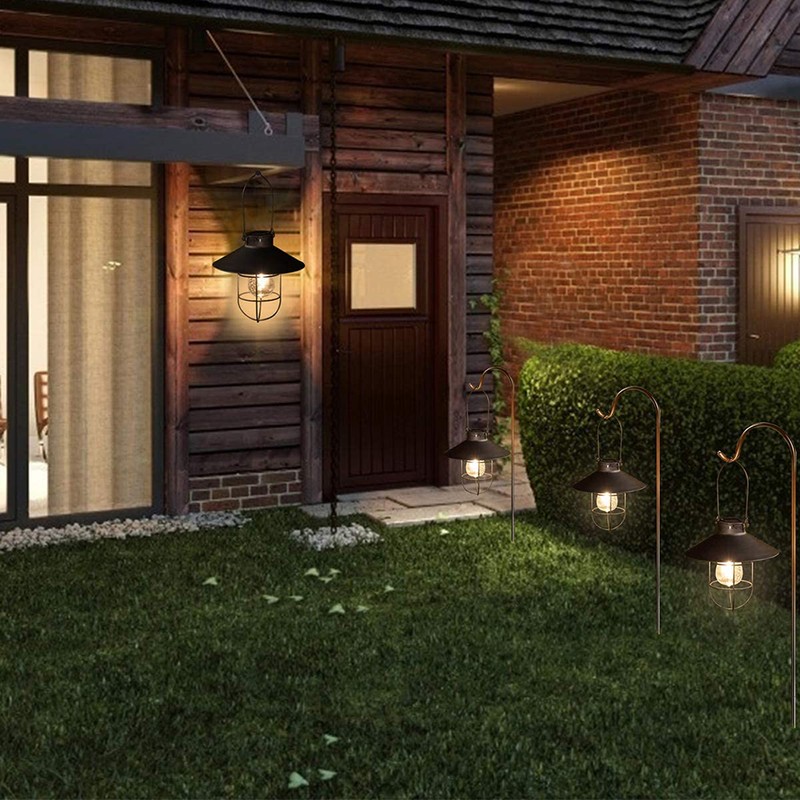 Outdoor Solar Hanging Lanterns Vintage Solar Garden Light with Warm