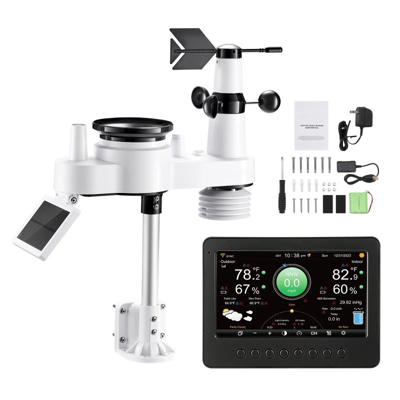 7-Inch TFT Display 7-in-1 Wi-Fi Weather Station Wireless Solar Powered