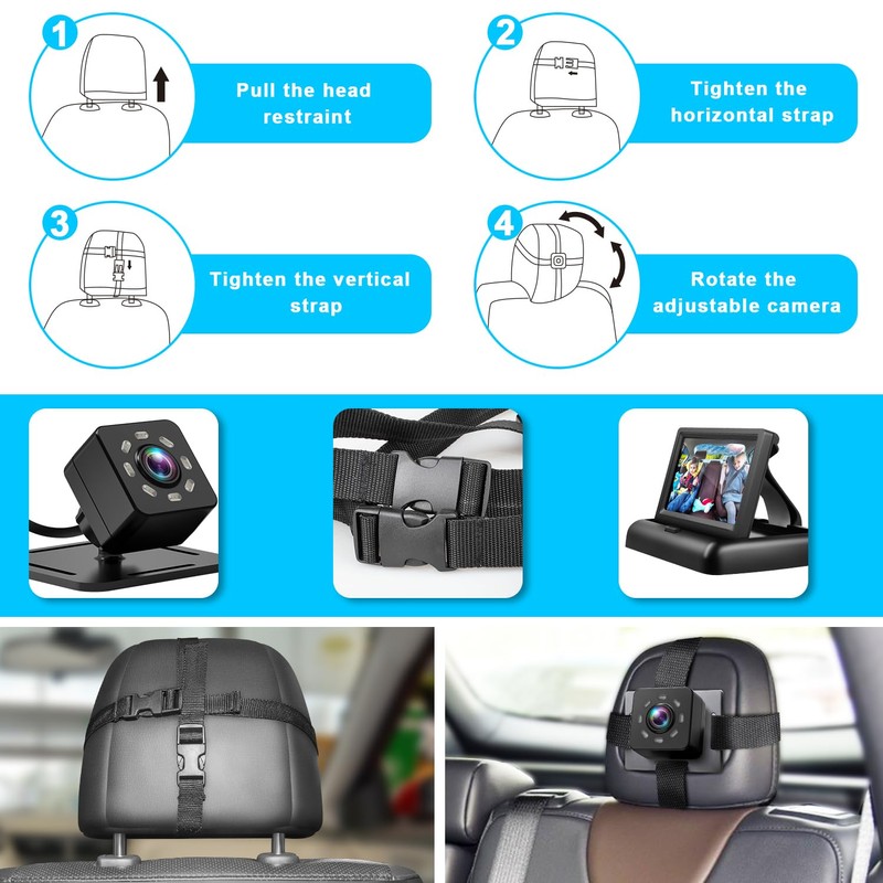 Baby Car Mirror with 4.3'' HD Night Vision Function Display,