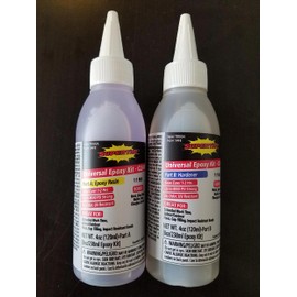 Supertite Universal Epoxy Kit- 8oz Combined (Ref 1137), Ultra Crystal Clear, High Strength, Slow Cure (1-2 Hours), Great for Metal, Wood, Stone bonding with high UV Resistance and No Odor