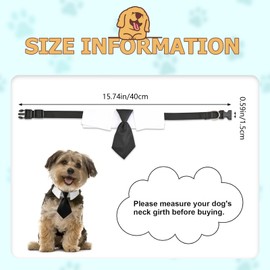 HACRAHO Dog Tie, 1 Pack Dog Tuxedo Collar with Black Tie, Adjustable Dog Collar with Quick Release Buckle for Small Medium Dogs, S