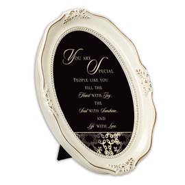 Cottage Garden You are Special Heart with Joy Distressed Ivory Wavy 5 x 7 Oval Table and Wall Photo Frame