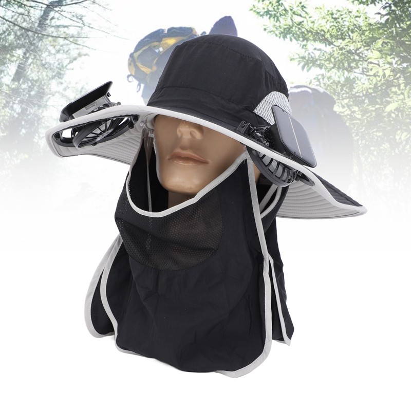 Wide Brim Solar Fan Hat Outdoor Fishing Sunscreen Quick Drying