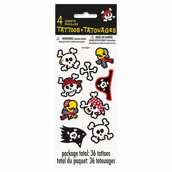 Pirate Party Tattoo Sheets, 4ct