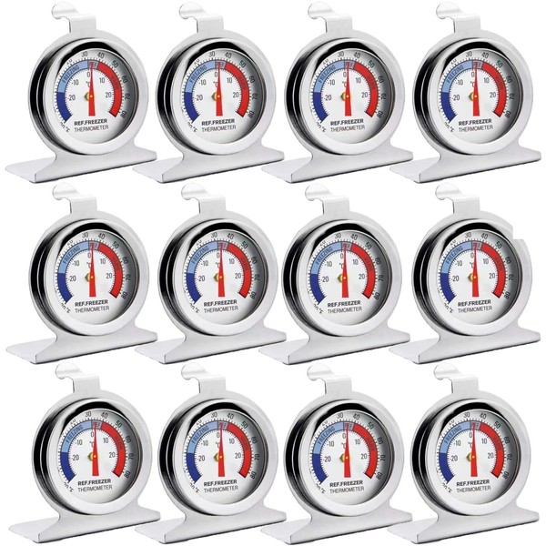12 Pack Refrigerator Freezer Thermometer, Large Dial Freezer Thermometer, Cooler/Fridge/Refrigerator